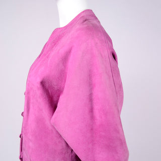 1980s Adolfo pink suede vintage coat