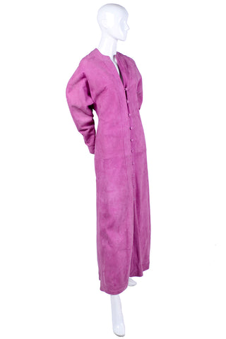 Button down pink suede coat dress from Adolfo