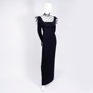 Floor length black Adolfo vintage dress