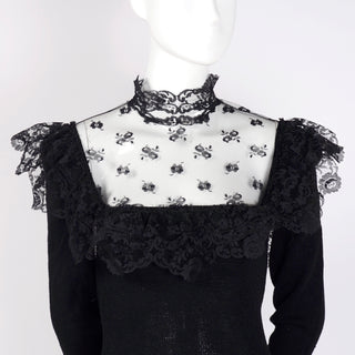 Vintage black goth maxi dress by Adolfo