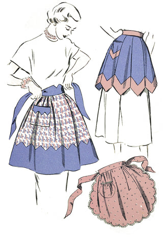 1948 Advance 4998 Vintage Apron Sewing Pattern with 3 Styles