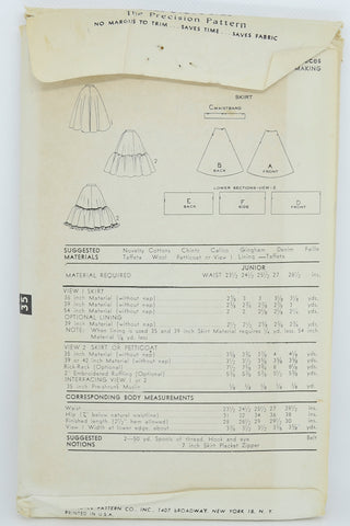 Advance 6468 Vintage 1950s Petticoat Circle Skirt Sewing Pattern