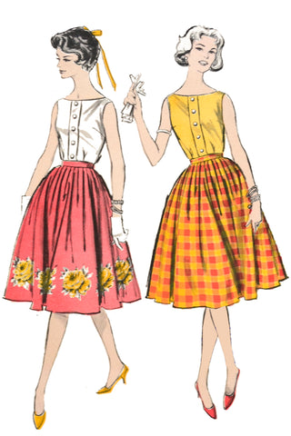 1950s Advance 8911 Vintage Blouse & Skirt Sewing Pattern