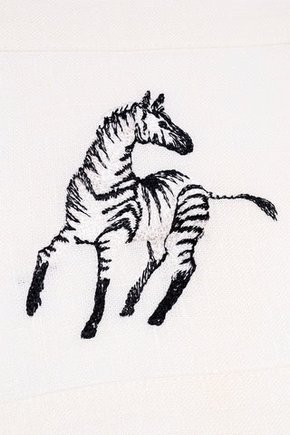 Zebra Embroidered Cocktail Napkin