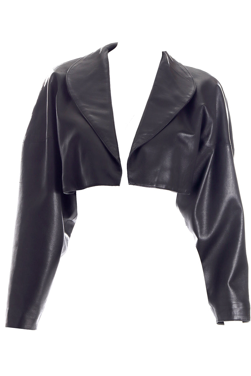 Alaia 1980s Cropped Vintage Soft Black Leather Jacket – Modig