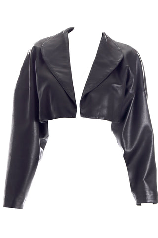 1983 Alaia Iconic Cropped Leather Vintage Black Jacket Documented