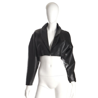 1983 Alaia Iconic Cropped Leather Vintage rare Black Jacket Documented
