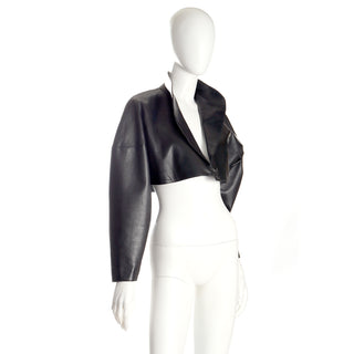 1983 Alaia Iconic Cropped Leather Vintage Black Jacket Famous Documented