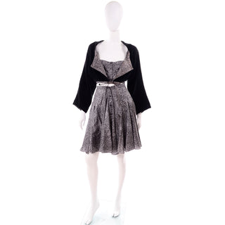 1981 Rare Alaia 4 Pc Ensemble w/ Shorts Skirt Bustier & Cropped Velvet Jacket