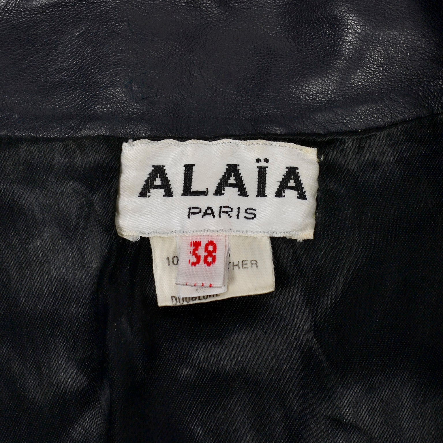 1980s Azzedine Alaia Vintage Jacket in Black Leather French Size 38
