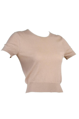 Tan cashmere crop top sweater by Alaia