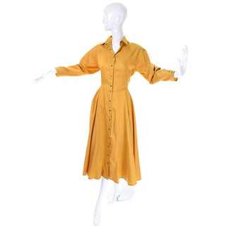 Snap front vintage mustard dress by Alaia in 1980's