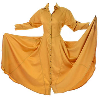 1980s full skirt azzedine Alaia gold dress