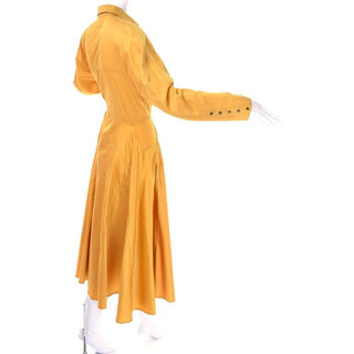 1980s gold cotton dress by Azzedine Alaia in 1980's