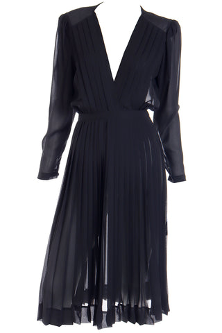 1970s Albert Nipon Sheer Black Vintage Day or Evening Dress