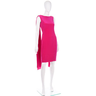 Albert Nipon Vintage Sleeveless Pink Sheath evening dress w draping