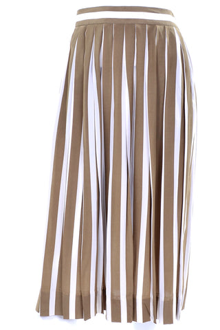 2 pc Vintage Albert Nipon Brown Striped Silk Dress