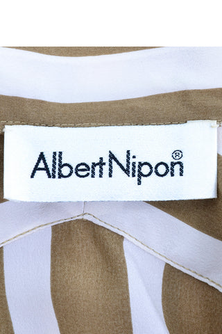 Vintage Albert Nipon Brown Striped Silk Dress 1970s
