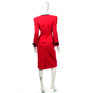 Deadstock Albert Nipon Vintage Red Skirt & Jacket w Black Bows Suit w Tags 1980s
