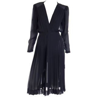 Elegant 1970s Albert Nipon Sheer Black Vintage Day or Evening Dress