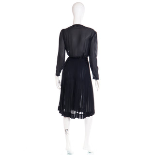 Elegant 1970s Albert Nipon Sheer Black Vintage Day or Evening Dress