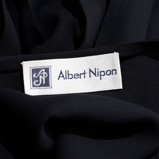 1970s Albert Nipon Sheer Black Vintage Day or Evening Dress designed by Pearl Nipon