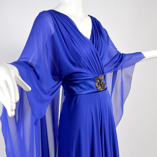Alberta Ferretti blue cape dress belted