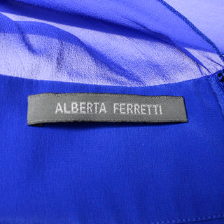 Alberta Ferretti blue cape dress label