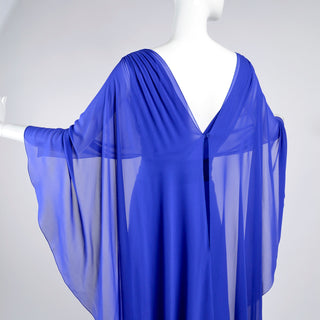 Alberta Ferretti blue cape dress sheer wings