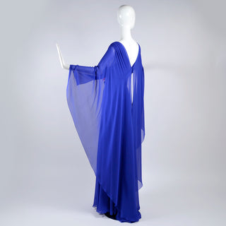 Alberta Ferretti blue long dress with sheer cape