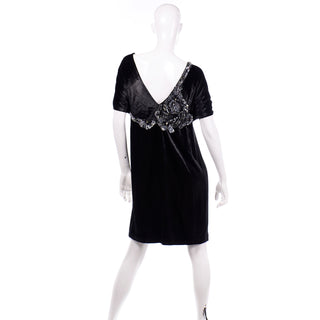 Silk Alberta Ferretti Beaded Sequins Black Velvet Evening Dress