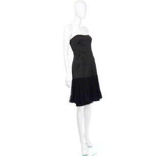 Philosophy Alberta Ferretti Black Silk and lace Strapless Evening Dress