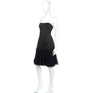 Philosophy Alberta Ferretti Black Lace and black Silk Strapless Evening Dress