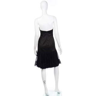 Philosophy Alberta Ferretti Black Lace and Silk Strapless Evening Dress