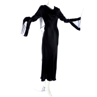 1990s Alberta Ferretti Vintage Black Silk Evening Dress 90s fashion