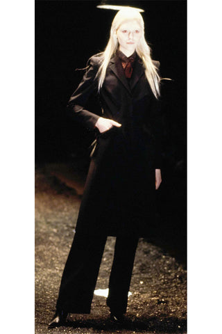F/W 1998 Joan Alexander McQueen Red Pinstripe Vintage Coat Pant Suit