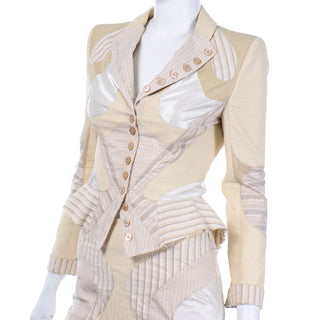 Alexander McQueen Spring 2004 Deliverance Patchwork Quilted 2 piece Skirt Jacket Suit