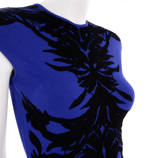 Alexander McQueen Blue & Black Spine Print Bodycon Mini Dress