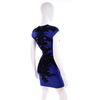 Alexander McQueen Blue & Black Spine Print Bodycon Mini Dress