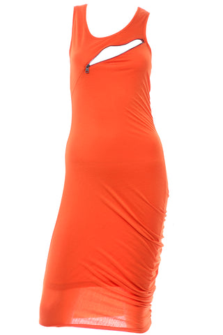 McQ Alexander McQueen Orange Stretch Knit Zipper Dress
