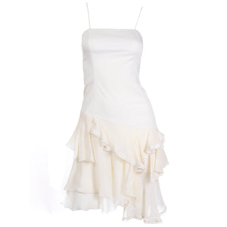 1996 Alexander McQueen Vintage The Hunger White Asymmetrical Ruffled Dress Rare Designer Piece