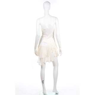 1996 Alexander McQueen Vintage The Hunger White Asymmetrical Ruffled Dress Cotton & Silk
