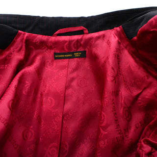 Documented 1998 Joan Alexander McQueen Red Pinstripe Vintage Coat Pant Suit 10 - Dressing Vintage