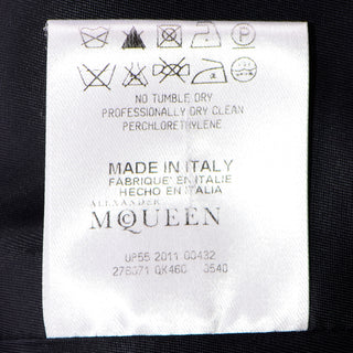 2011 Alexander McQueen Vintage Cutaway Tuxedo Style Women's Jacket Italy