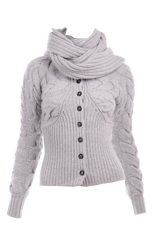 Alexander McQueen grey cable knit wool sweater