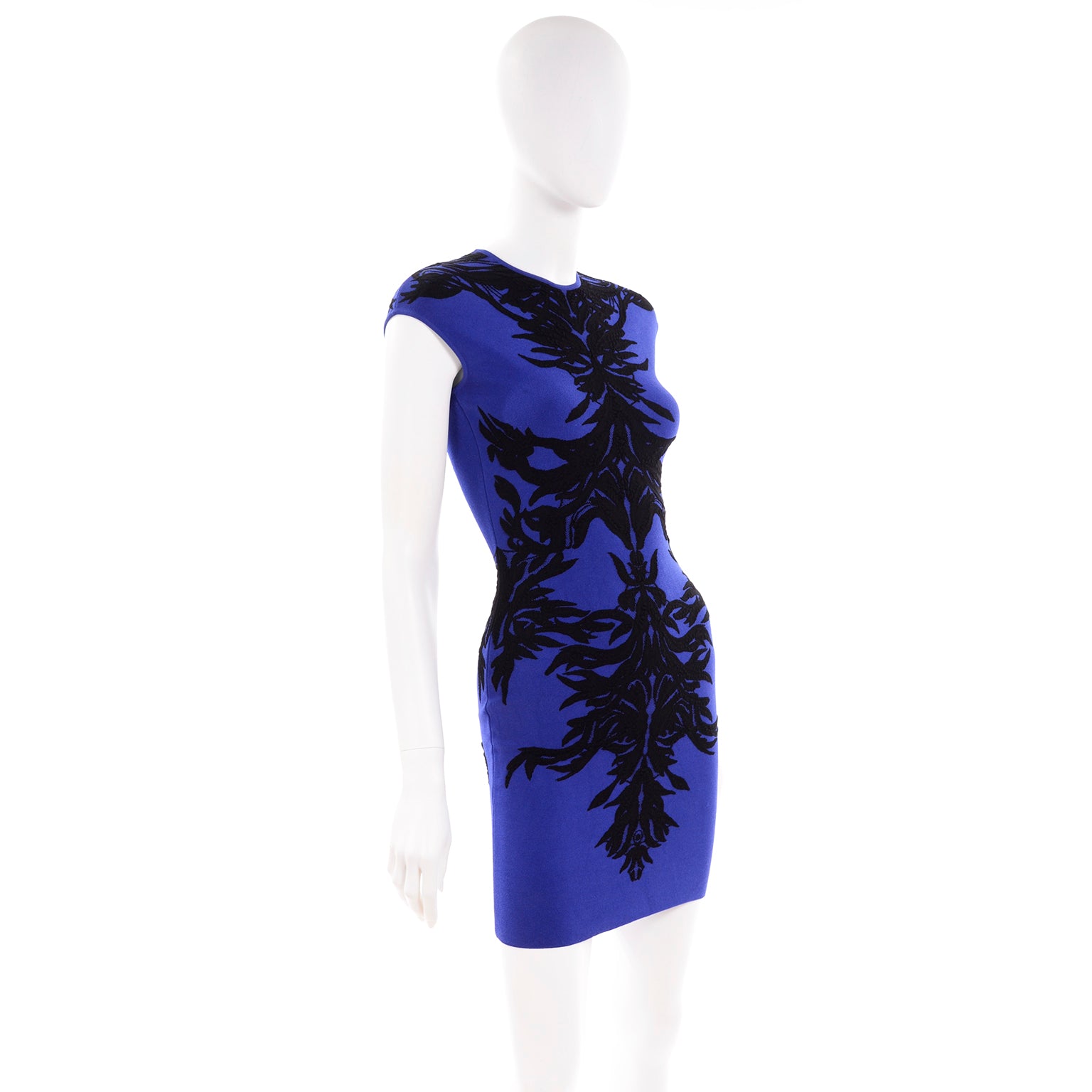 Alexander McQueen Blue & Black Spine Mini Bodycon Sheath Dress Small Modig Alexander McQueen Blue & Black Spine Mini Bodycon Sheath Dress Small Modig