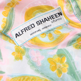 1970s Alfred Shaheen Pastel Floral Dress w/ Unique Sleeves