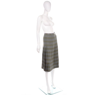 Aljean Plaid Wool Vintage Tartan Skirt