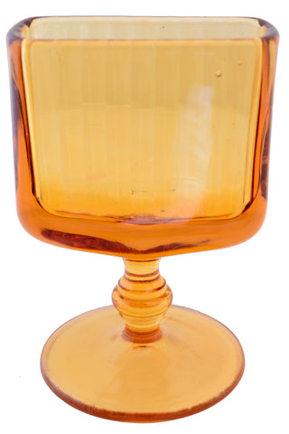 Vintage Amber Glass Pedestal Card or Cigarette Holder textured
