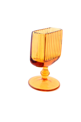 Vintage Amber Glass Pedestal Card Cigarette Holder